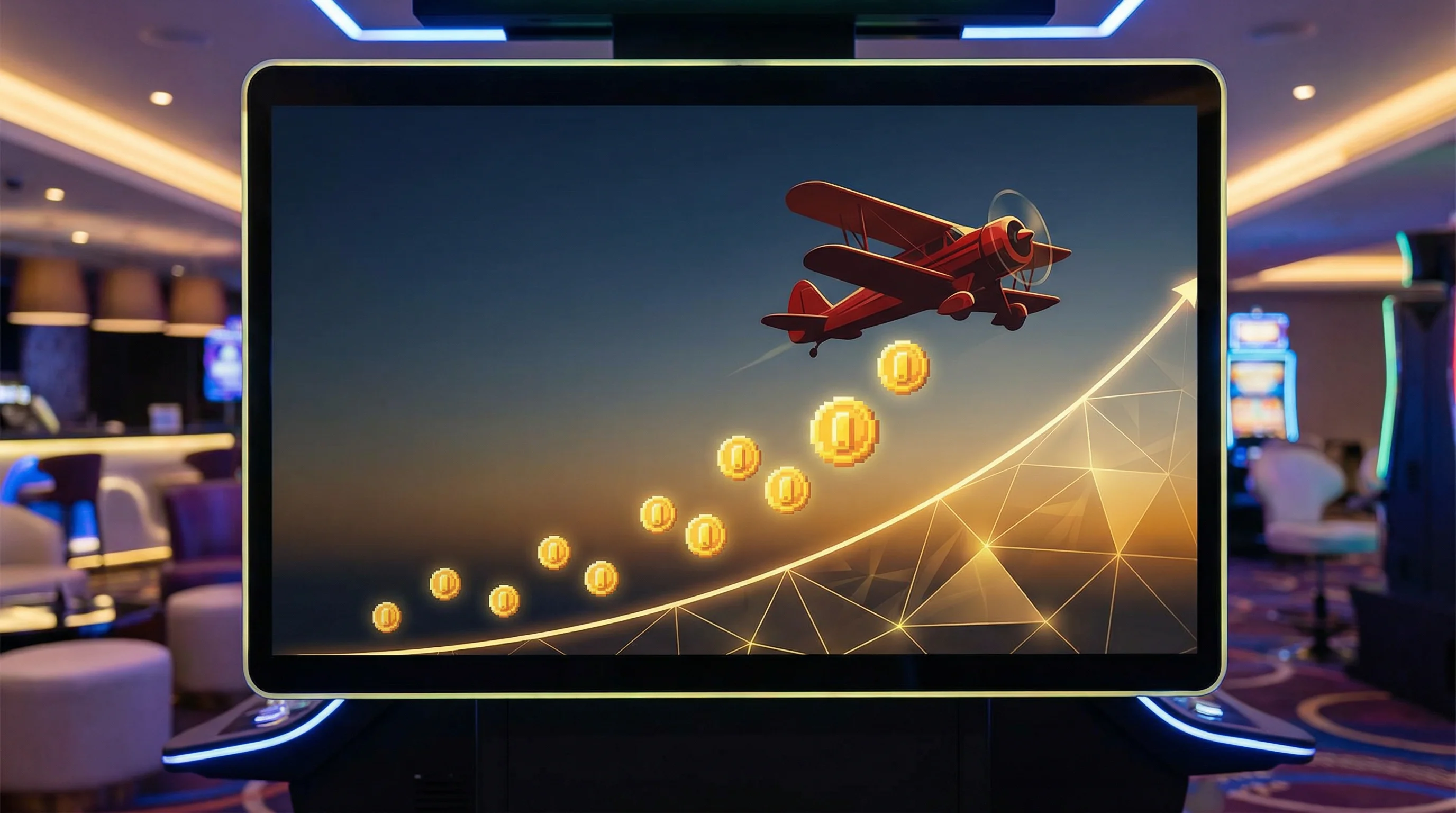 Jogo Aviator com avião subindo e multiplicador crescente