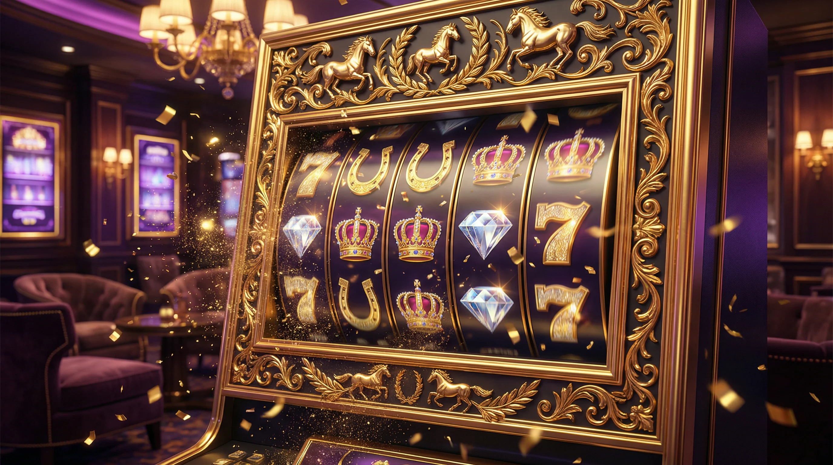 Caça-níqueis premium com tema de cavalo dourado no lottubet